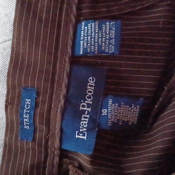Evan-Picone Stretch Brown Pinstriped Dress Pants High Waist Trousers Size 10. - Picture 7 of 12
